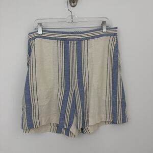 Banana Republic Womens L Linen Blend Striped Pull On Shorts Casual Everyday